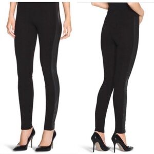 WHBM White House black market faux leather panel ponte pants leggings